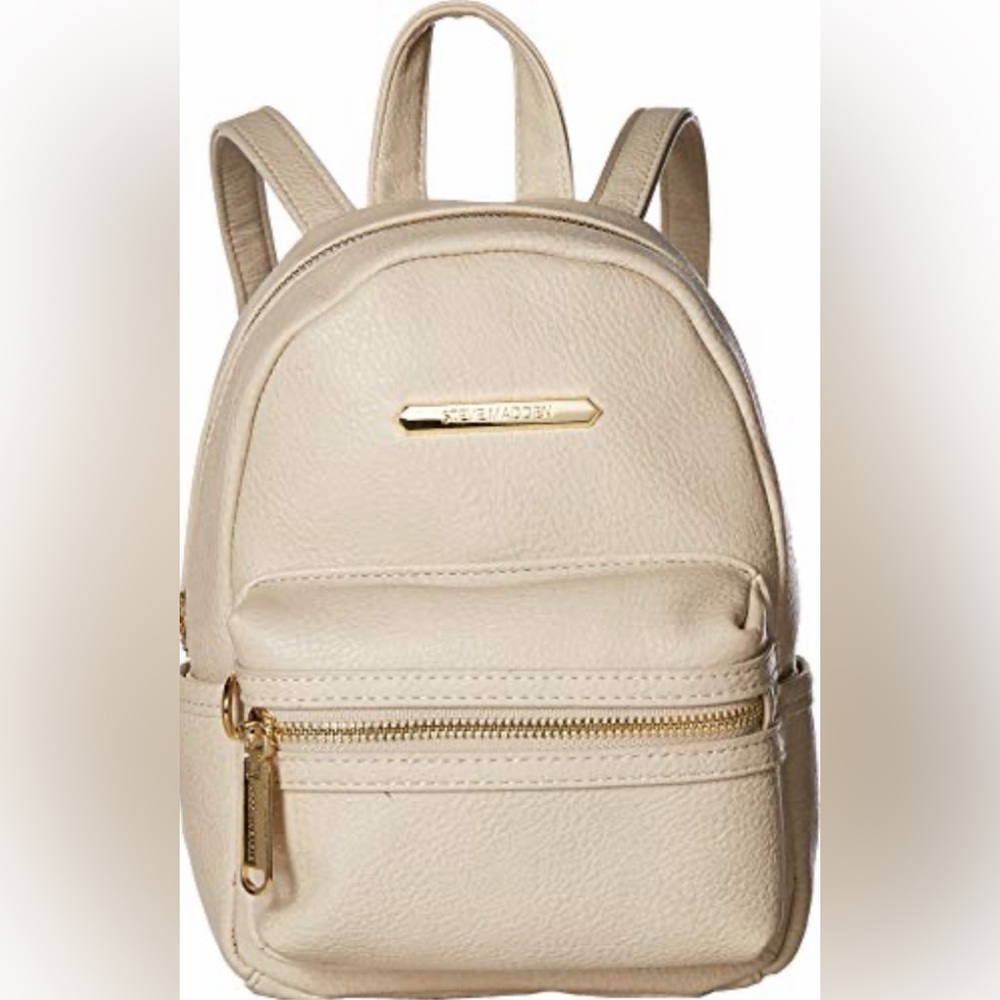 Steve Madden Ivory Faux Leather Mini Backpack